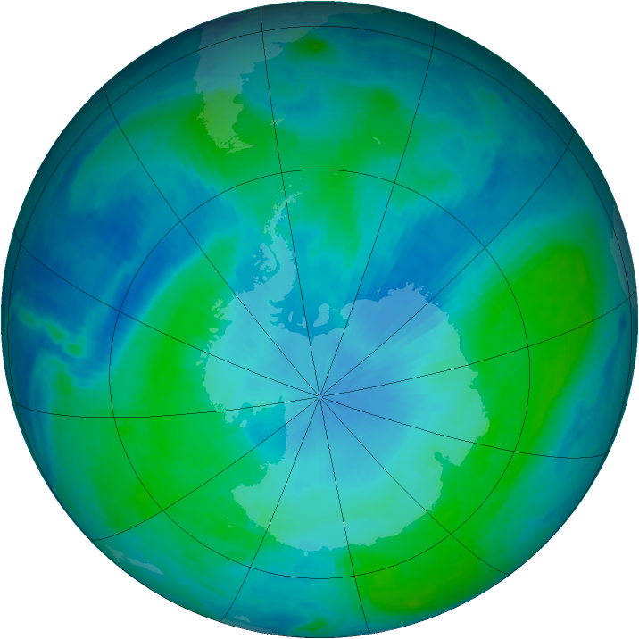 Antarctic ozone map for 02 February 1999
